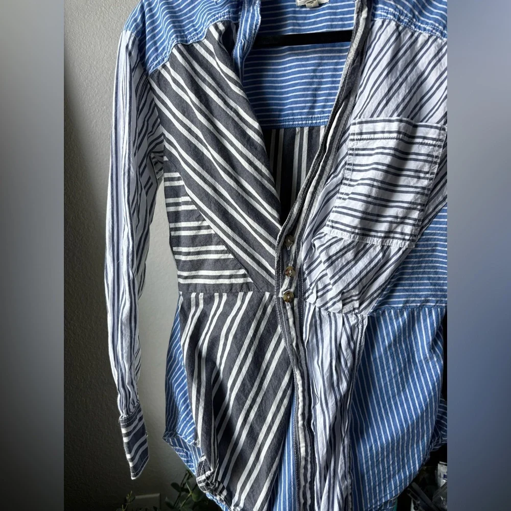 Anthropologie Pilcro Reworked Mixed Stripe Buttondown Shirt - Picture 5 of 7